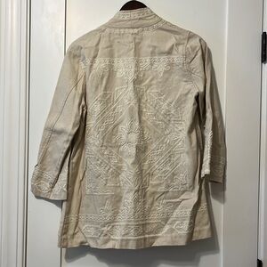 Sigrid Olson 100% Cotton White Denim Embroidered Jacket